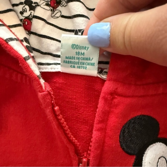 DISNEY VINTAGE RED MICKEY MOUSE BABY CHILD TODDLER ZIP UP HOODIE SIZE 18 MONTHS - Picture 5 of 6